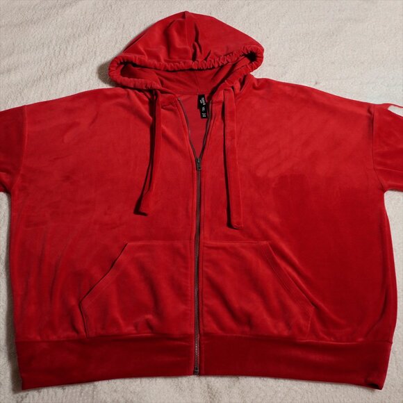 Torrid Ruby Red Velour Zip Hoodie 2X - Picture 6 of 11